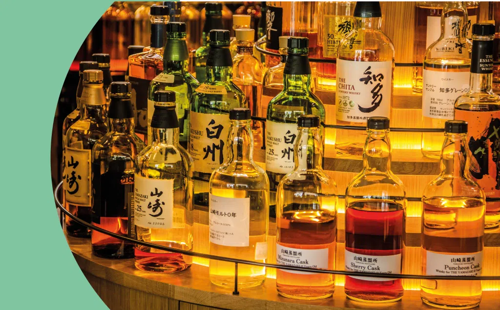 Japanese Whiskey Cocktails on shelf