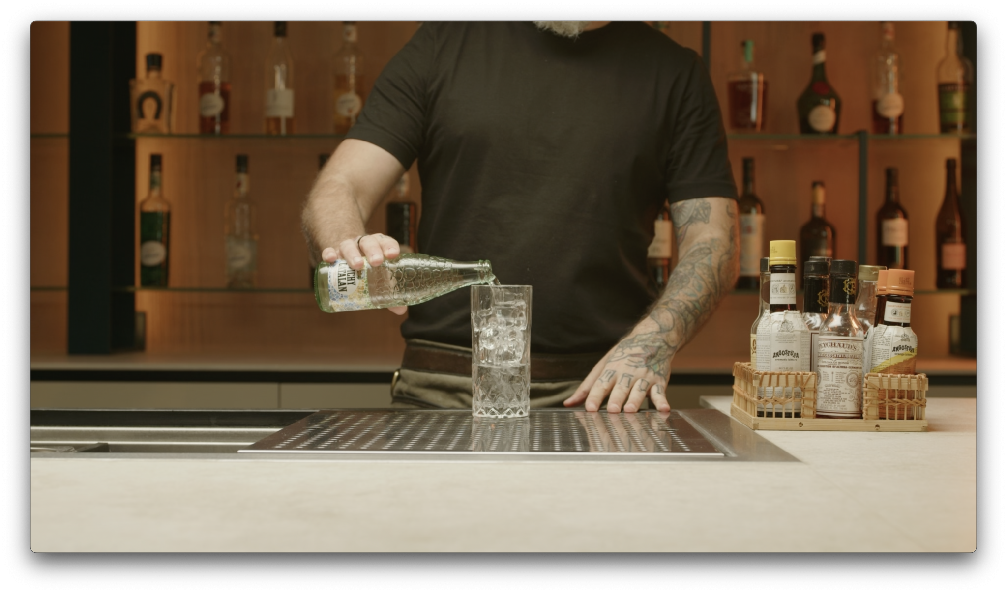 <p>Top off the glass with soda water, adding bubbles and lightening the cachaça.</p>
