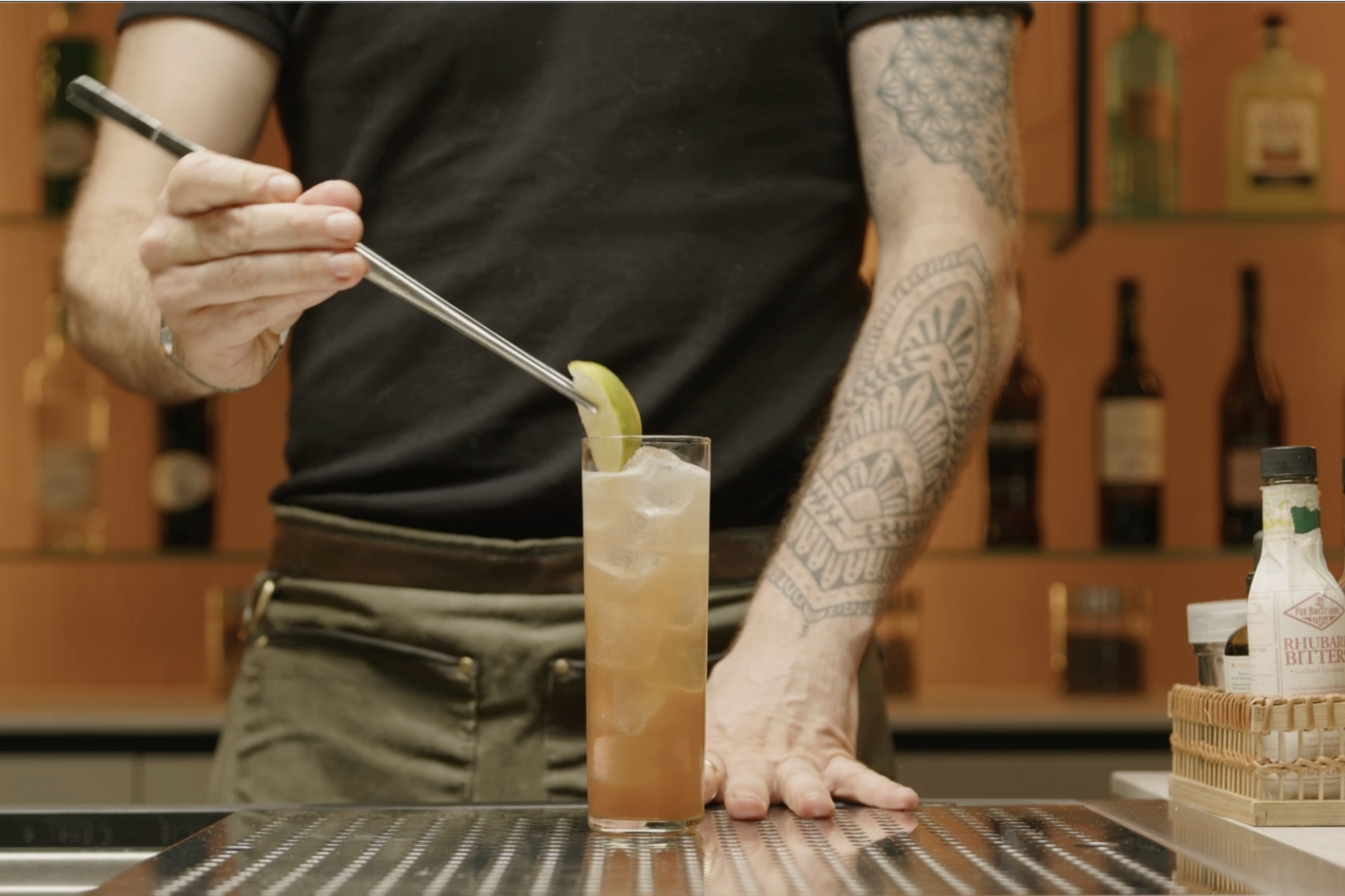 <p>Garnish the drink with a lime wedge or cherry to enhance presentation and add a subtle aroma.</p>