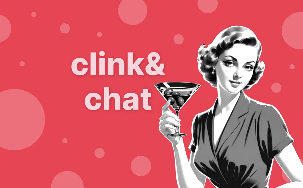 Clink & Chat cover with woman holding cocktail