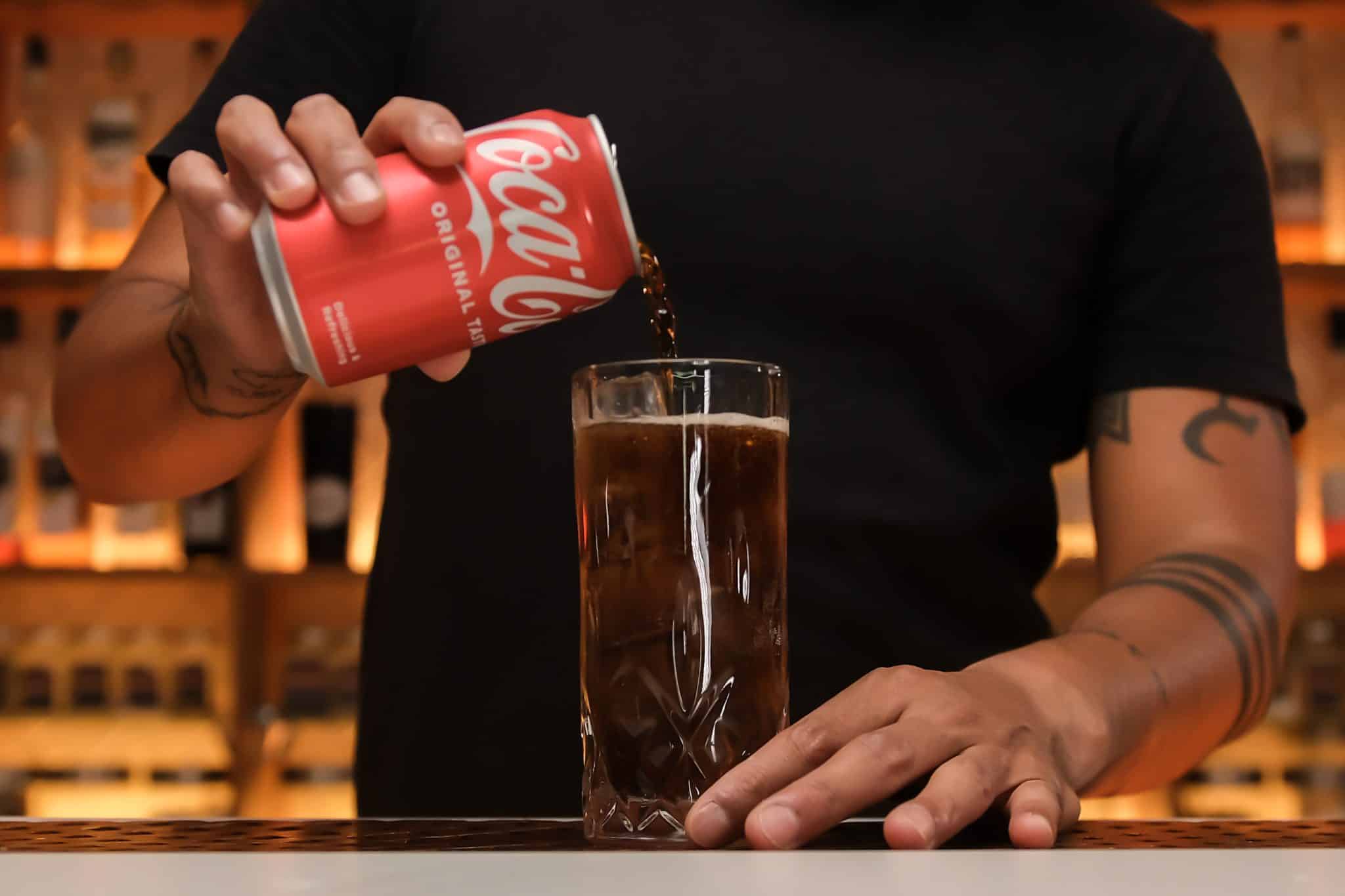 <p>Fill up your glass with 4 oz of cola balancing the rum and lime with its sweetness and effervescence.</p>

