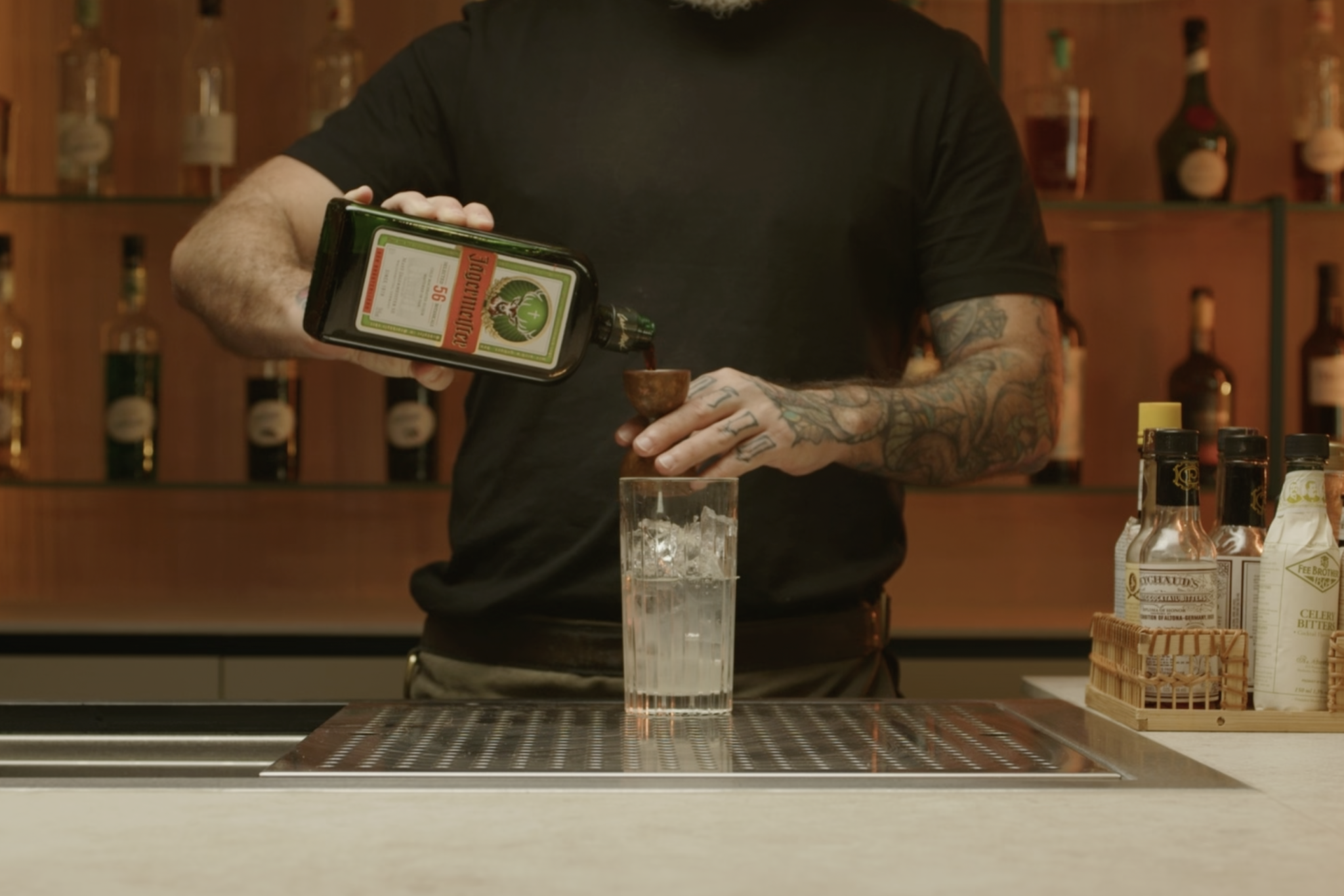 <p>Add 1 oz of Jägermeister to bring herbal complexity to the mix.</p>