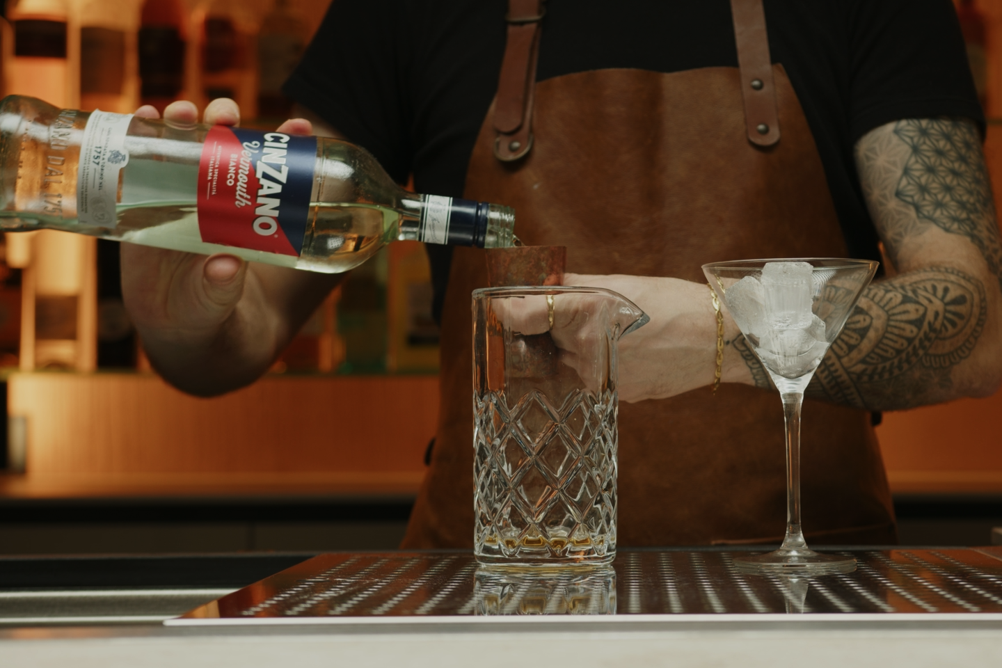 <p>Add 1½ ounces of bianco vermouth. This will bring floral and aromatic notes to the cocktail.</p>