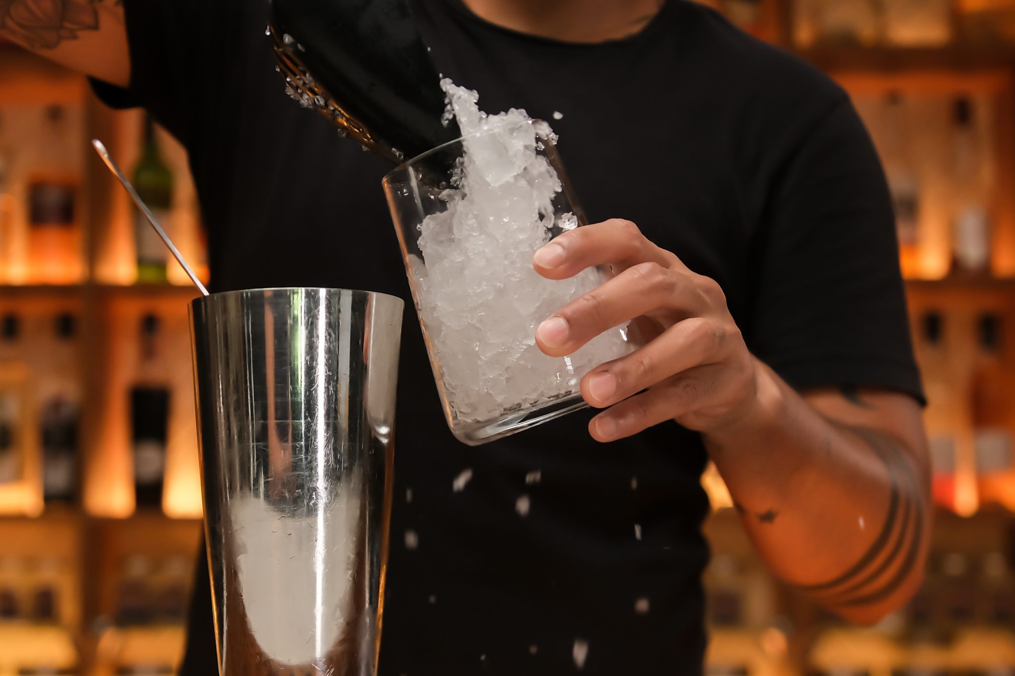 <p>Replace the ice cubes with fresh crushed ice in your tumbler.</p>
