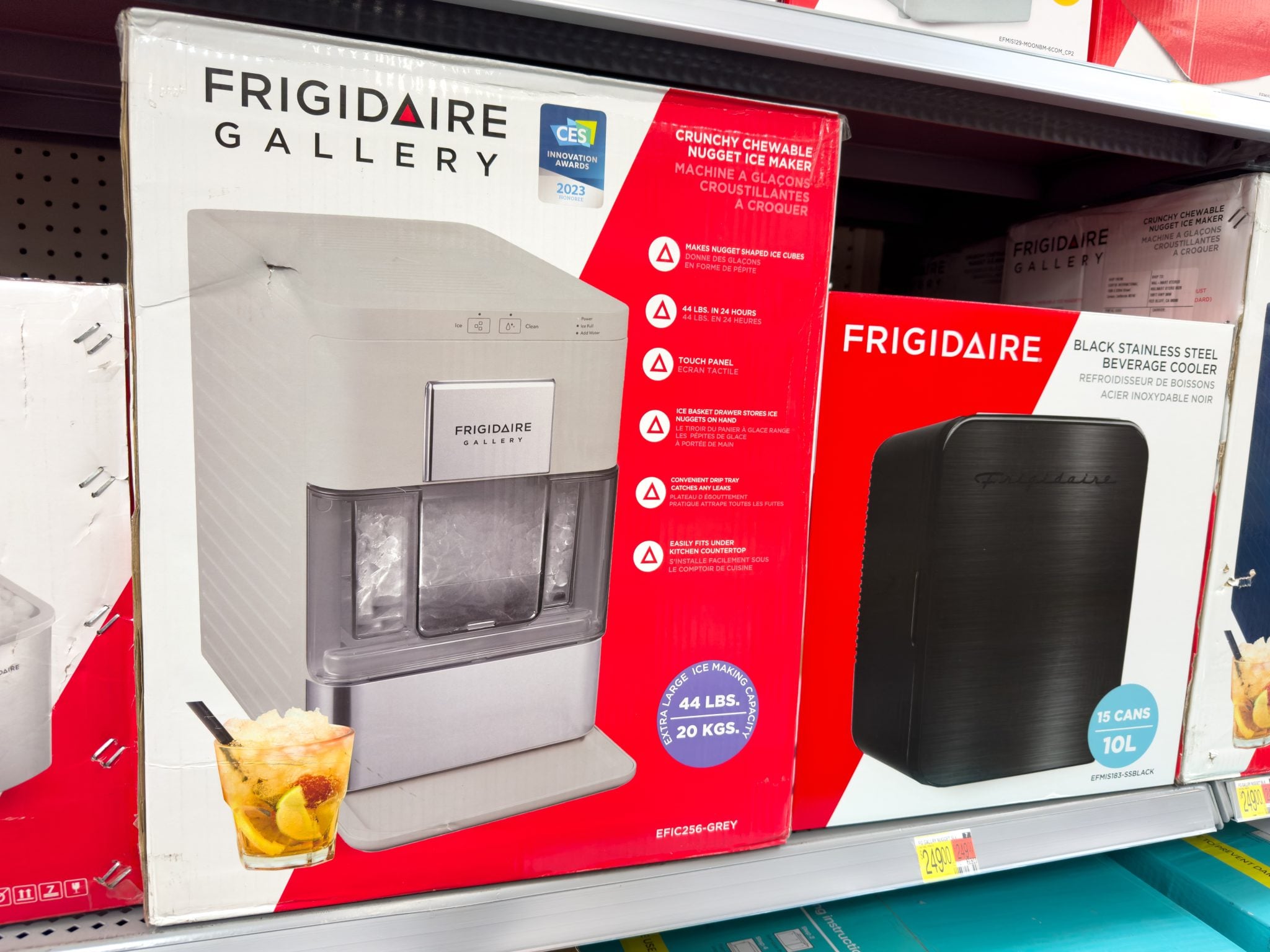 A shot of the package with a Nugget Ice Maker on a shelf in a shop