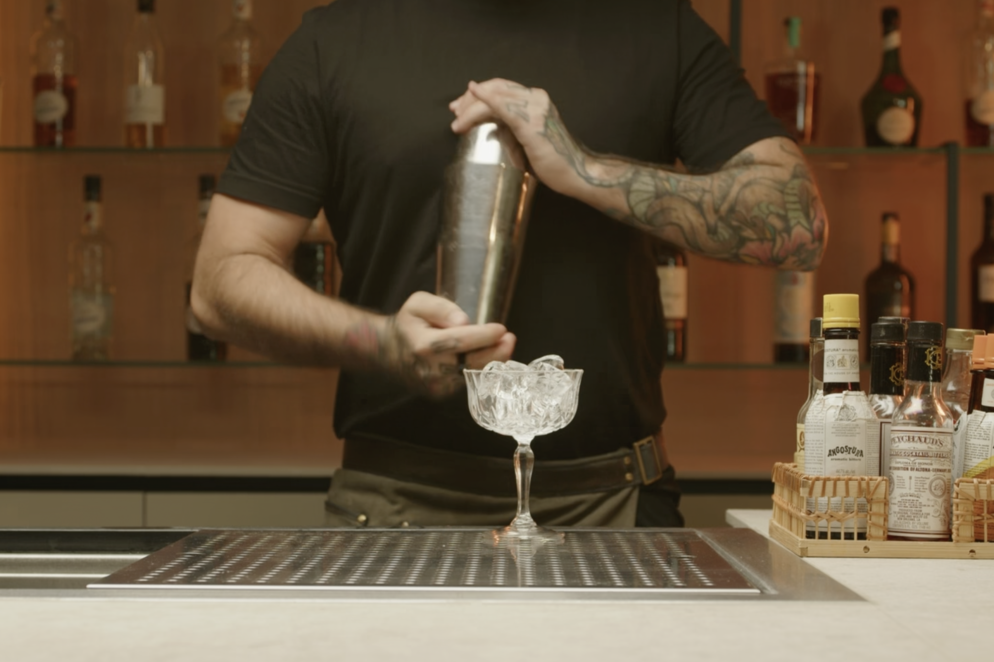 <p>Shake the mixture well until it is thoroughly chilled.</p>