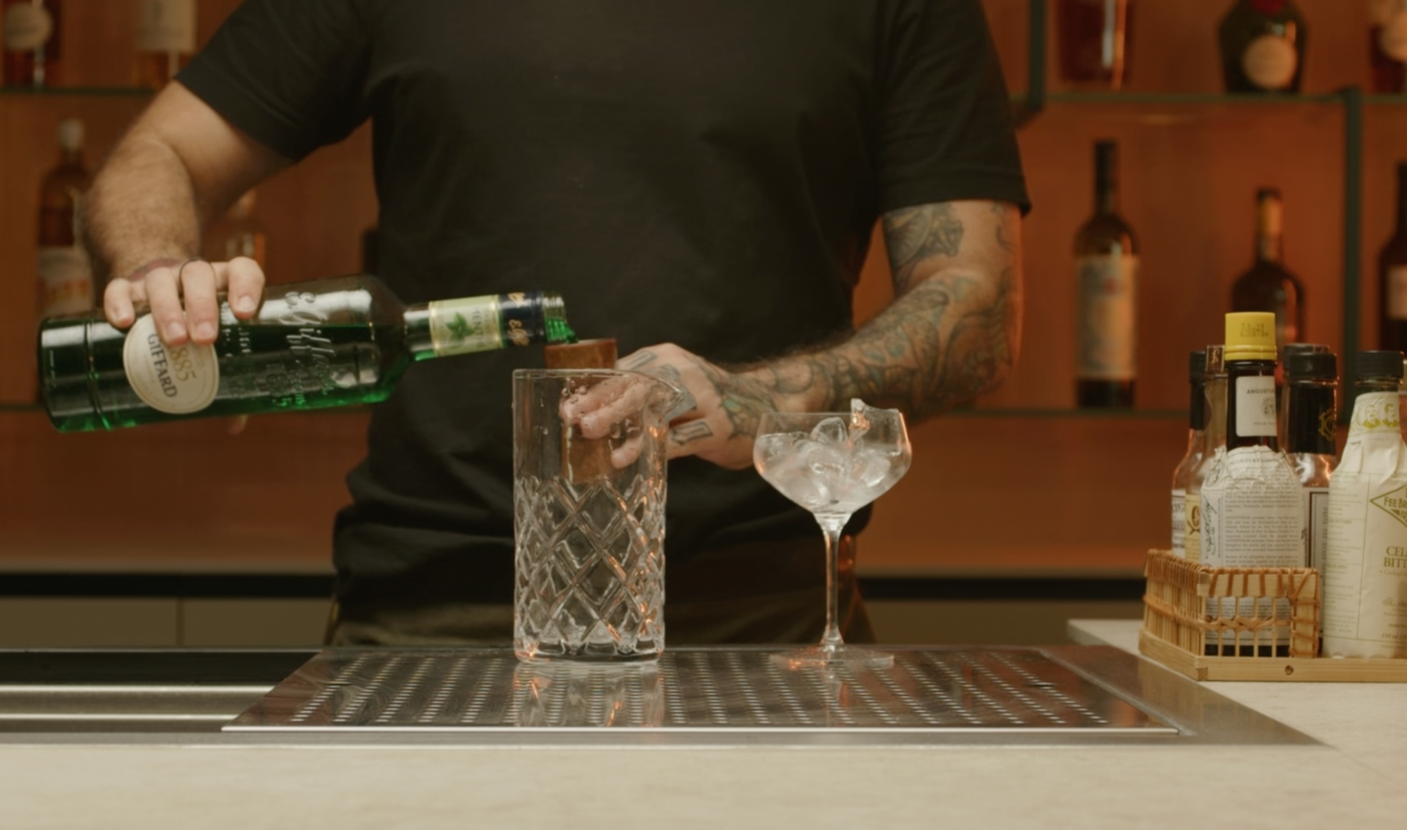 <p>Add ½ oz of creme de menthe to the mix, providing a refreshing minty taste.</p>