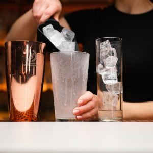 Shaker filled with ice cubes