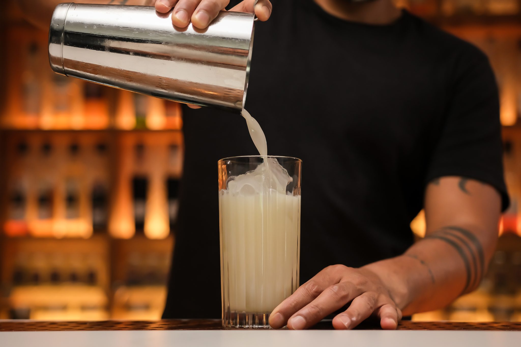 <p>Once shaken, strain your Virgin Piña Colada into your tall glass with fresh ice cubes.</p>

