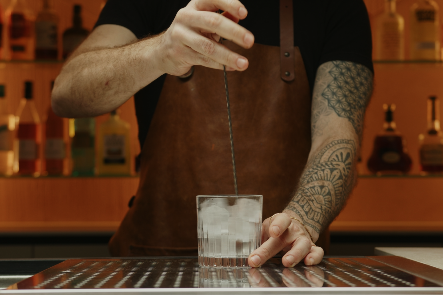 <p>Start by filling an old fashioned glass with ice. This will ensure that your cocktail is chilled to perfection, enhancing the flavors of the ingredients.</p>
